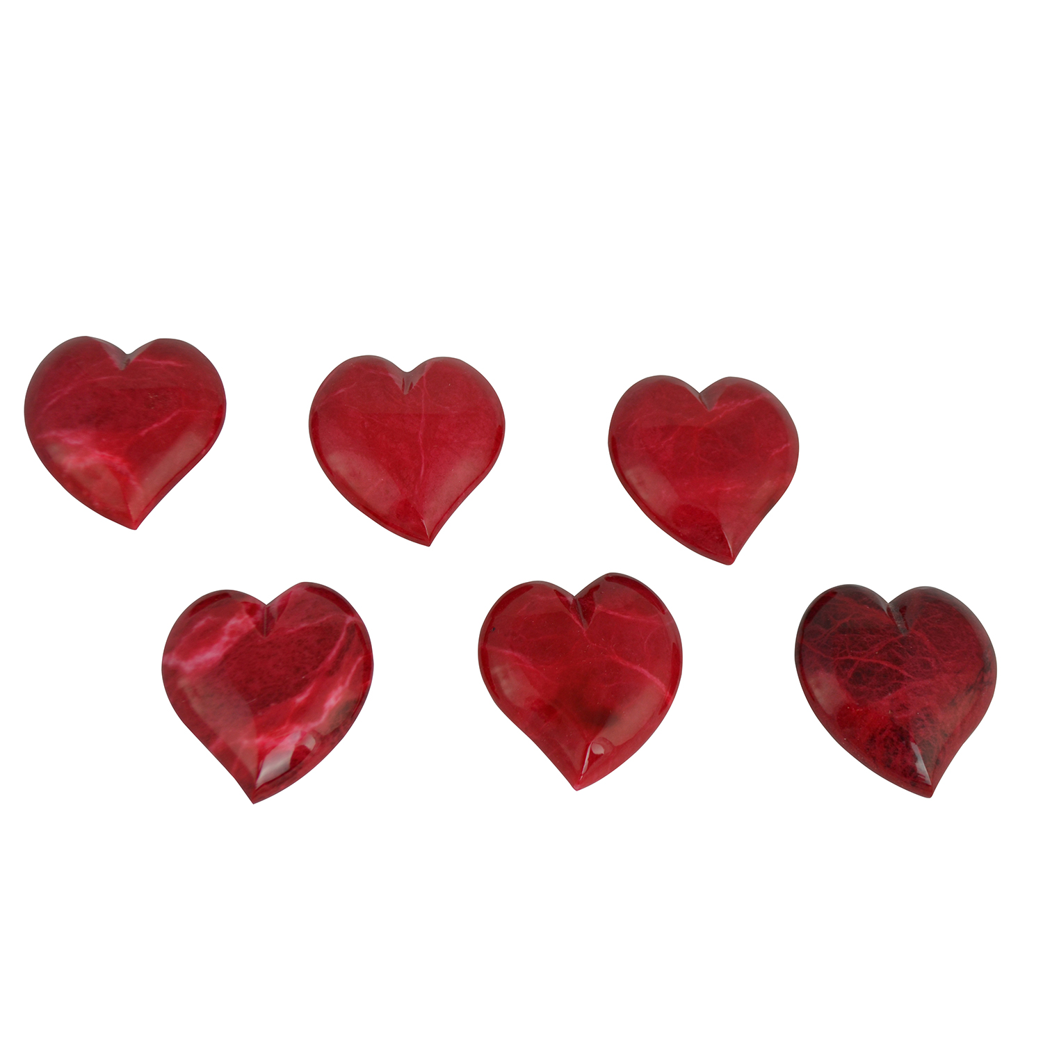 6-PC SET OF 2.5x2.5 RED ALABASTER HEARTS