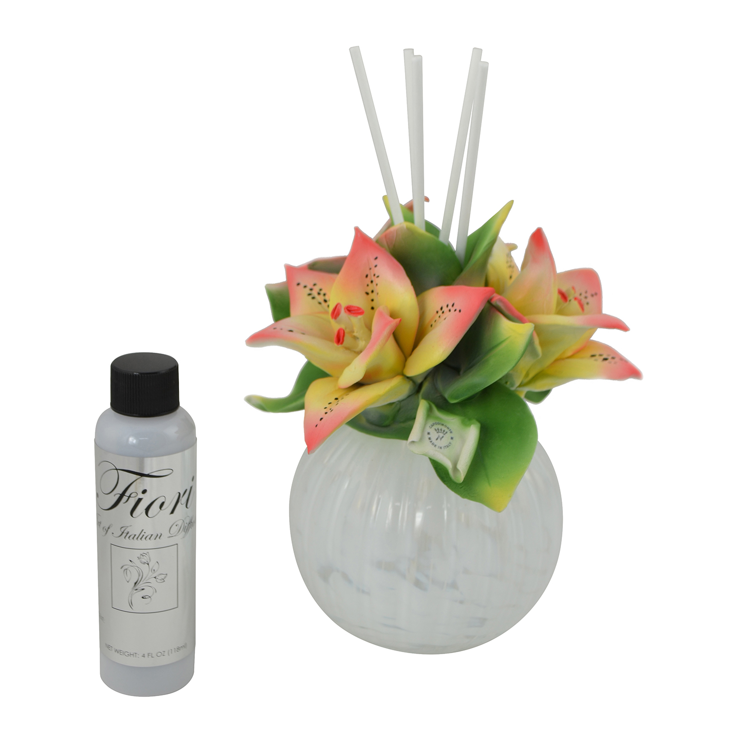 8" DIFFUSER W/ 3 PINK/YELLOW LILIES