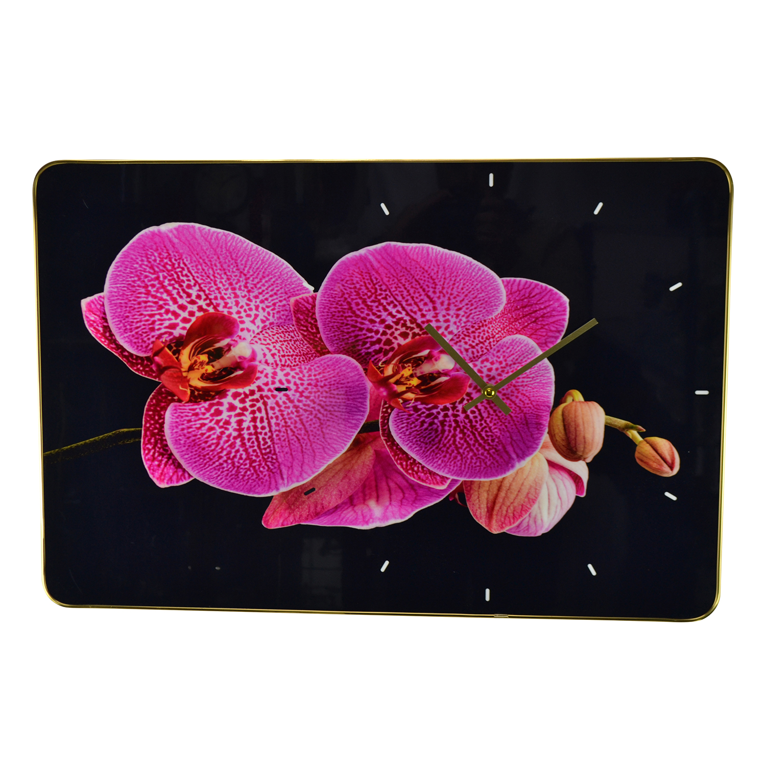 23.5X15.5 WALL CLOCK, PINK ORCHIDS