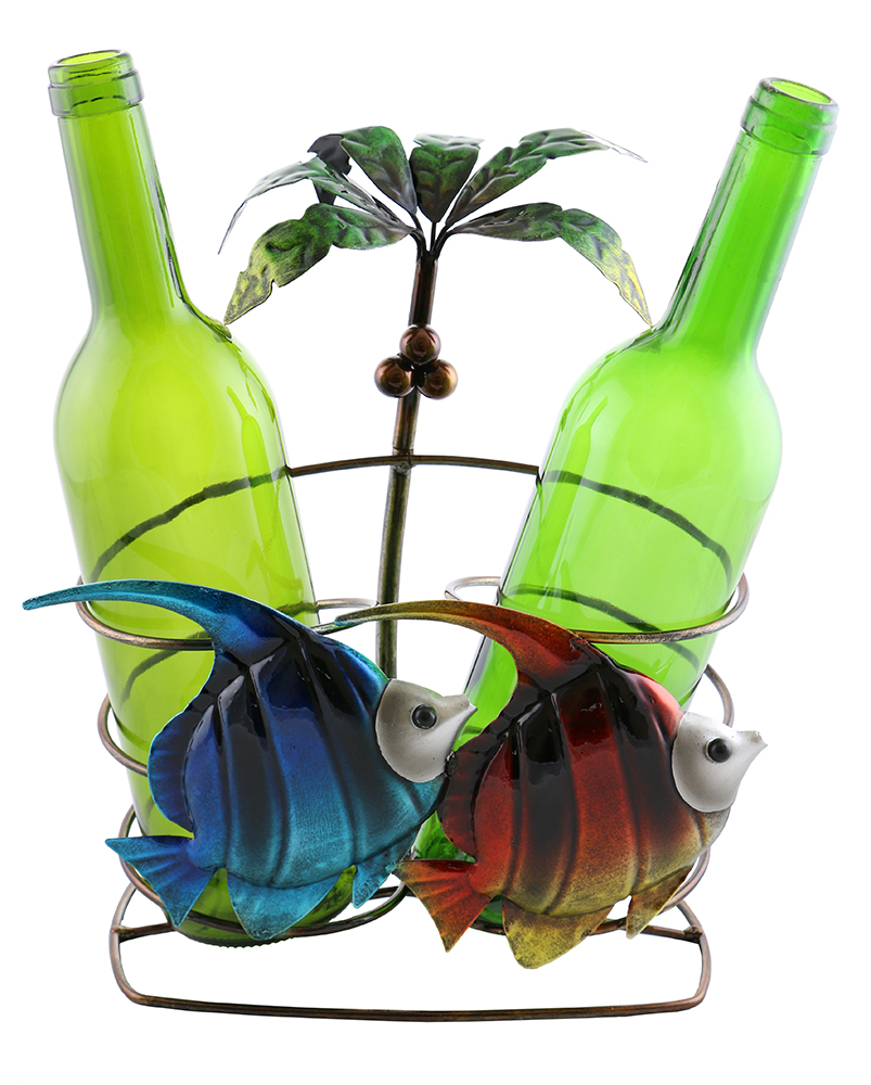 11X9 PALM TREE AND FISH 2 BOTTLE HOLDER