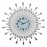 28" ROUND WALL CLOCK, SILVER DROPLETS W/ CRYSTAL