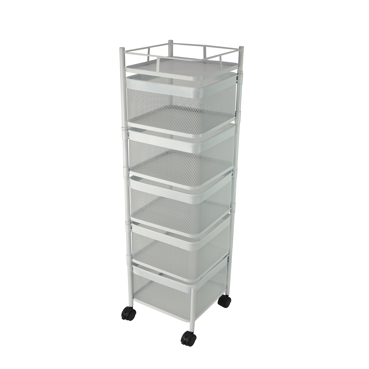 37X11X11 FIVE LEVEL WHITE KITCHEN CART