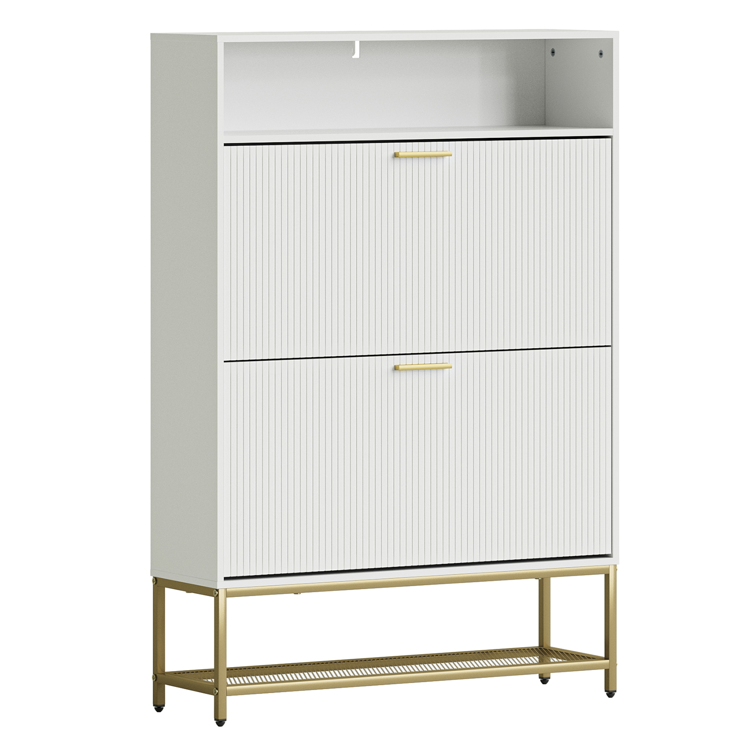 45.5X31.5X9.5 2 DRAWER WHITE SHOE RACK
