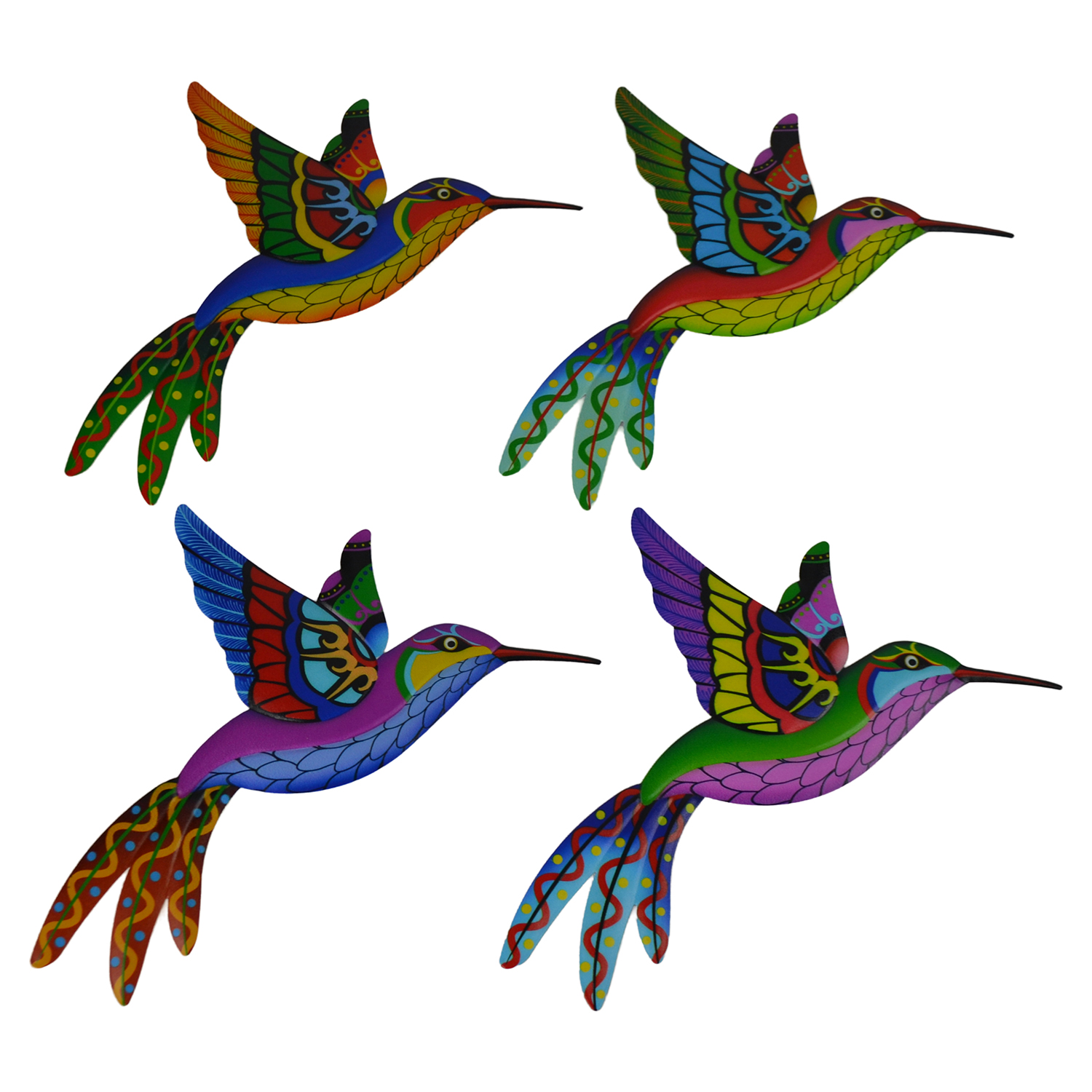 4-PC SET OF 10X9 MULTICOLOR HUMMINGBIRDS