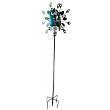 78X22 PEACOCK WIND SPINNER W/ SOLAR LIGHT