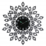 28" ROUND BLK PEACOCK FEATHER STYLE WALL CLOCK