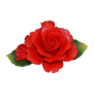 6" RED ROSE W/ 2 BUDS