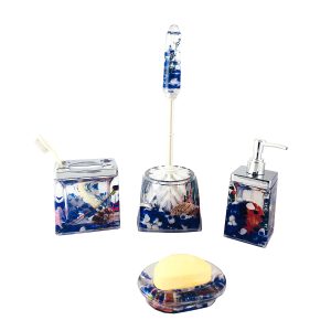 5-PC BATHROOM SET, SEA SHELLS & STAR FISH