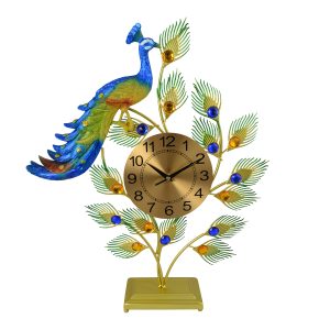 21X18 TABLE CLOCK W/ PEACOCK