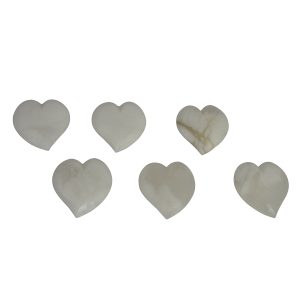 6-PC SET OF 2.5x2.5 WHITE ALABASTER HEARTS