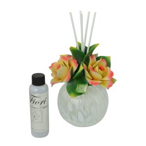 8" DIFFUSER W/ 3 ORANGE/PINK ROSES