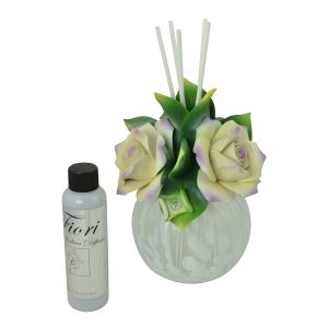 8" DIFFUSER W/ 3 CREAM/PURPLE ROSES
