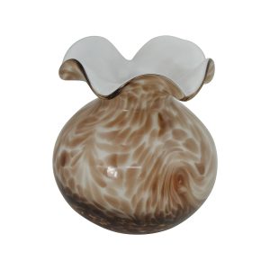 5X5 LIGHT BROWN & WHITE SPECKLES GLASS VASE