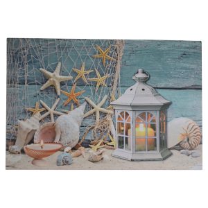 24X16 LIGHT UP STAR FISH, SEA SHELLS, & LANTERN