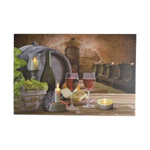 24X16 WINE GLASSES & BOTTLE IN THE CELLAR