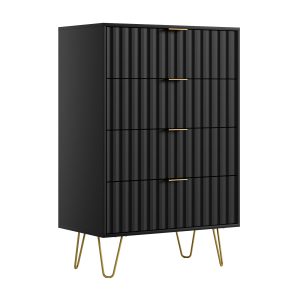 35.5X23.5X13.5 4 DRAWER BLK CURIO