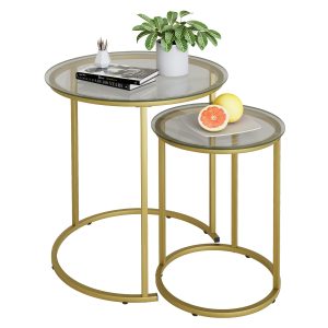 24X19 & 19X13 NESTED METAL/GLASS SIDE TABLES