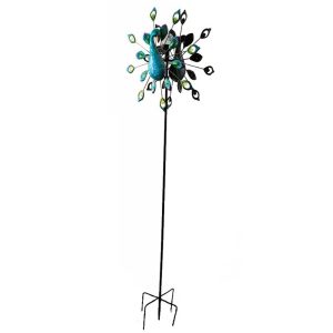 78X22 PEACOCK WIND SPINNER W/ SOLAR LIGHT