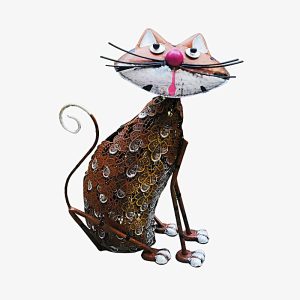 16" BROWN CAT W/ SOLAR LIGHT