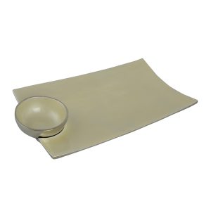 14X7.5" RECTANGLE PLATTER W/ DIP BOWL