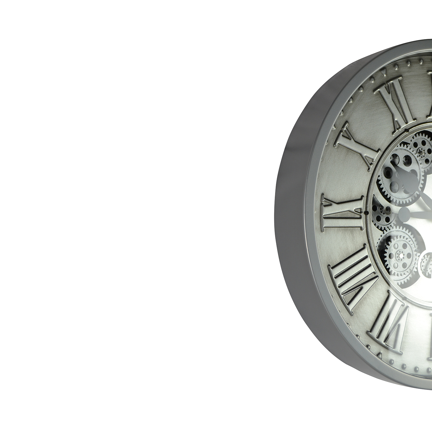 18" SILVER WALL CLOCK W/ GEARS - Image 3