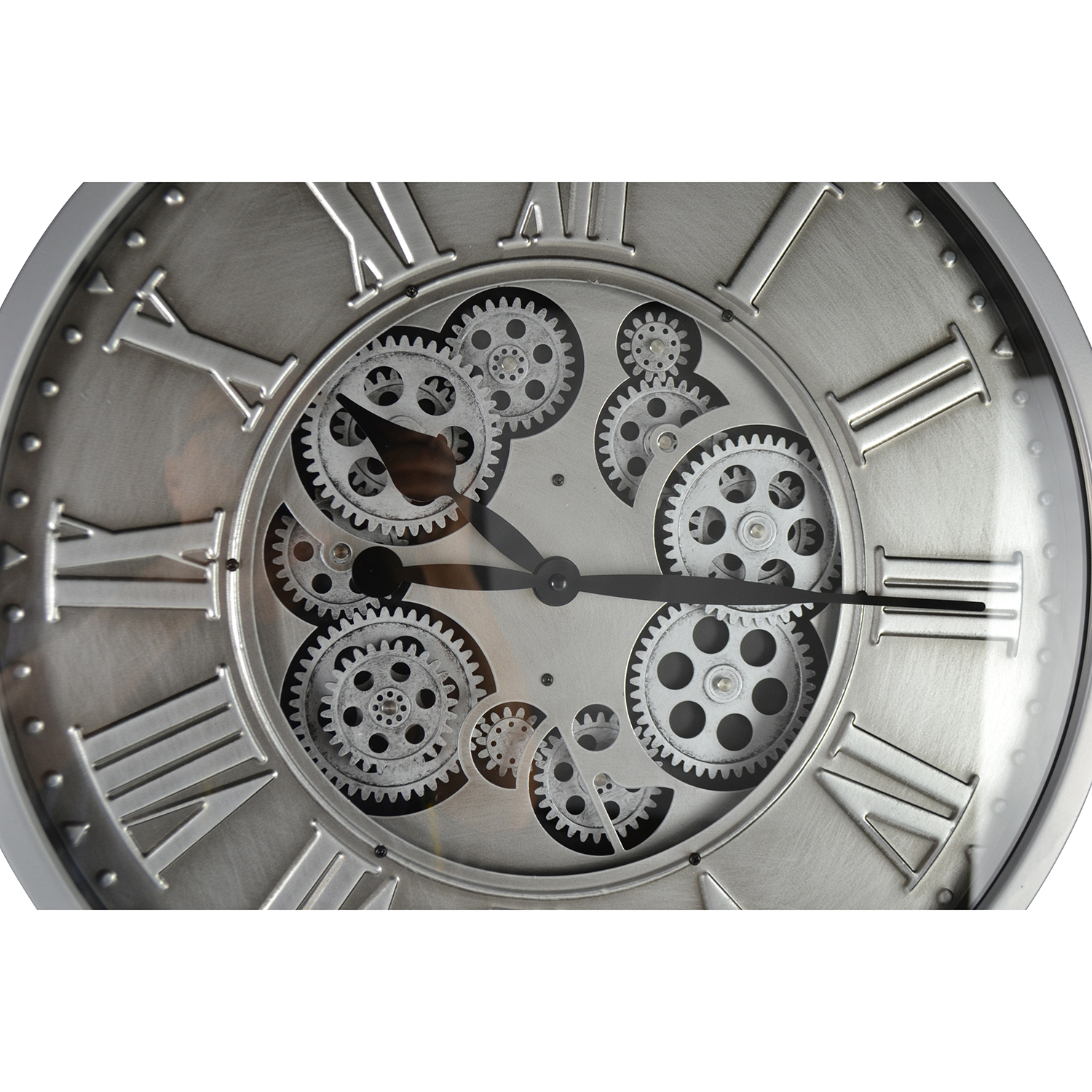 18" SILVER WALL CLOCK W/ GEARS - Image 4