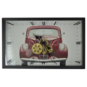 22.5X14 ANTIQUE RED CAR WALL CLOCK