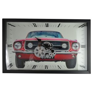 22.5X14 RED MUSTANG STYLE CAR WALL CLOCK