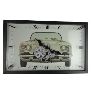 22.5X14 SILVER VETTE STYLE CAR WALL CLOCK