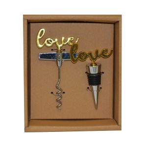 CORK OPENER & STOPPER SET, "LOVE"