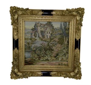 28X28 BLACK & GOLD FRAME WITH 20X20 TAPESTRY