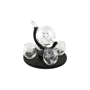 11X9 WORLD LIQUOR BOTTLE AND 4 GLASSES