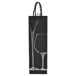 14" WINE BAG, SILVER CHAMPAGNE & WINE GLASS
