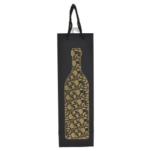 14" WINE BAG, GOLD WINE BOTTLE