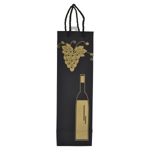 14" WINE BAG, GOLD WINE BOTTLE & GRAPES