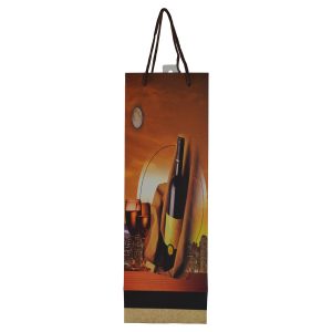14" WINE BAG, BOTTLE & GLASSES IN MOONLIGHT