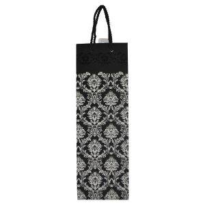 14" WINE BAG, BLACK & WHITE FLORAL