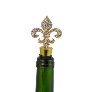 4" WINE STOPPER, GOLD FLEUR DE LIS