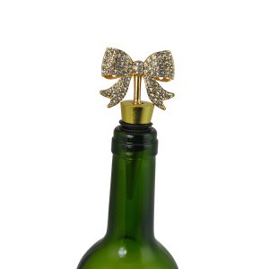 4" WINE STOPPER, GOLDEN BOW