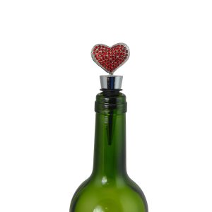 4" WINE STOPPER, SILVER HEART