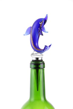 6" BOTTLE STOPPER, PURPLE DOLPHIN