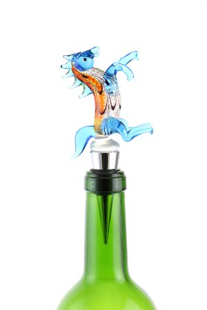 5" BOTTLE STOPPER, BLUE HORSE