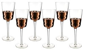 6-PC SET OF 9" WINE W/ COPPER FISH SCALE DESIGN