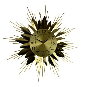 25" ROUND GOLD STAR BURST WALL CLOCK