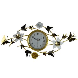 39X19 FLOWERS & BUTTERFLIES WALL CLOCK