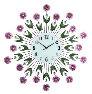 27" ROUND PURPLE DAISY WALL CLOCK