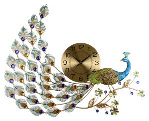 31X24 PEACOCK WALL CLOCK