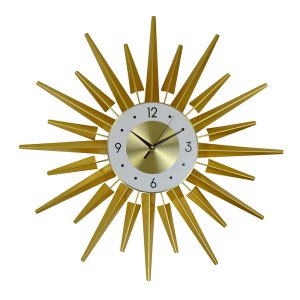 27" ROUND 24-SPOKE GOLD CLOCK