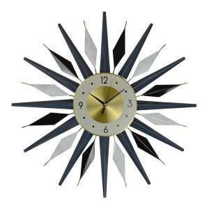27" ROUND CLOCK W/ BLUE/BLK/WHT SPOKES