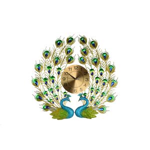 25X26 DOUBLE PEACOCK WALL CLOCK